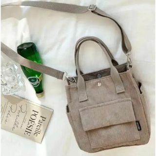 【コーデュロイ / ショルダーバッグ】ポケット多数 サブバッグ ミニバッグ 無地(ショルダーバッグ)