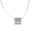 HERMES エルメス カージュドアッシュ Hキューブ Hロゴ ネックレス チョーカー ペールブルー シルバー金具 新型