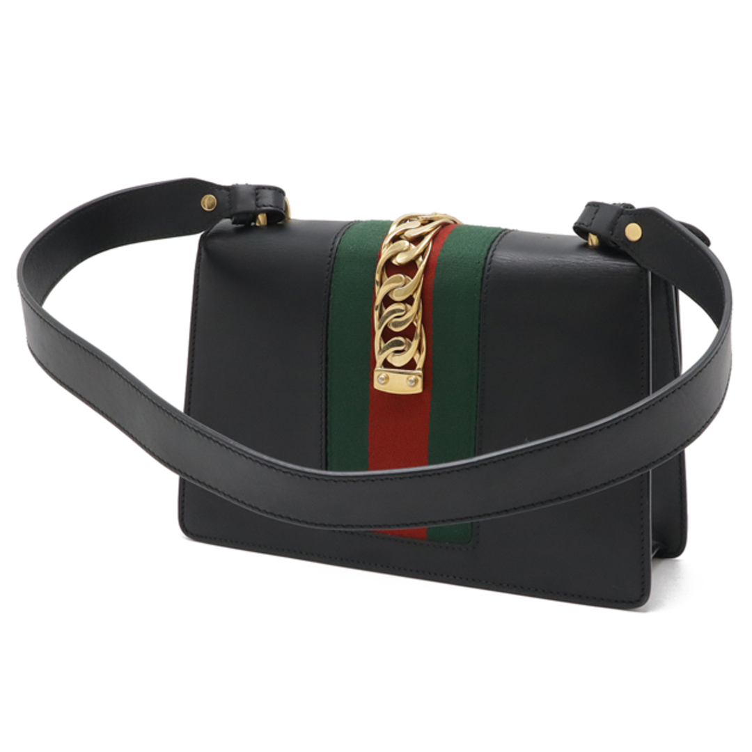 GUCCI(グッチ)のGUCCI グッチ シルヴィ シェリーライン リボン ショルダーバッグ セミショルダー ワンショルダー レザー ブラック 黒 ゴールド金具 421882 レディースのバッグ(ショルダーバッグ)の商品写真