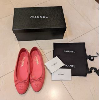 CHANEL - CHANEL ベージュ/ブラック バレリーナシューズ 35の CHANEL - CHANEL ベージュ/ブラック バレリーナシューズ 35の