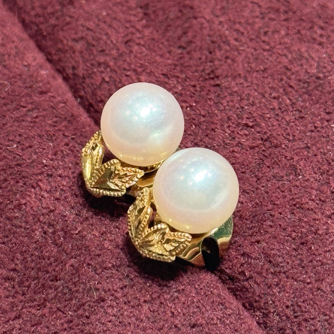 MIKIMOTO - MIKIMOTOミキモト K18 月桂樹 パール6.5㎜ ピアスの MIKIMOTO - MIKIMOTOミキモト K18 月桂樹 パール6.5㎜ ピアスの