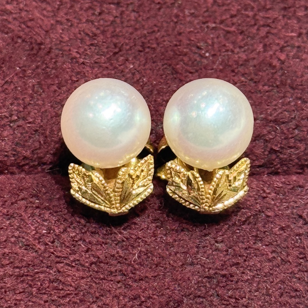MIKIMOTO - MIKIMOTOミキモト K18 月桂樹 パール6.5㎜ ピアスの MIKIMOTO - MIKIMOTOミキモト K18 月桂樹 パール6.5㎜ ピアスの