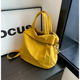【トートバッグ / 多収納‼️】イエロー ショルダーバッグ 斜めがけバッグ(ショルダーバッグ)