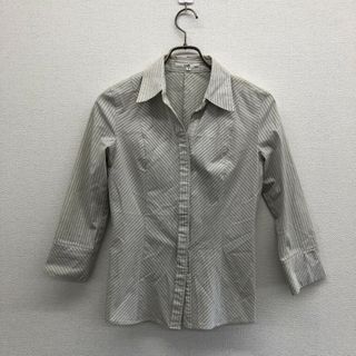 【23区】ニジュウサンク　トップス　シャツ　長袖　灰色系　サイズ38　ストライプ　ボーダー　総柄(シャツ/ブラウス(長袖/七分))