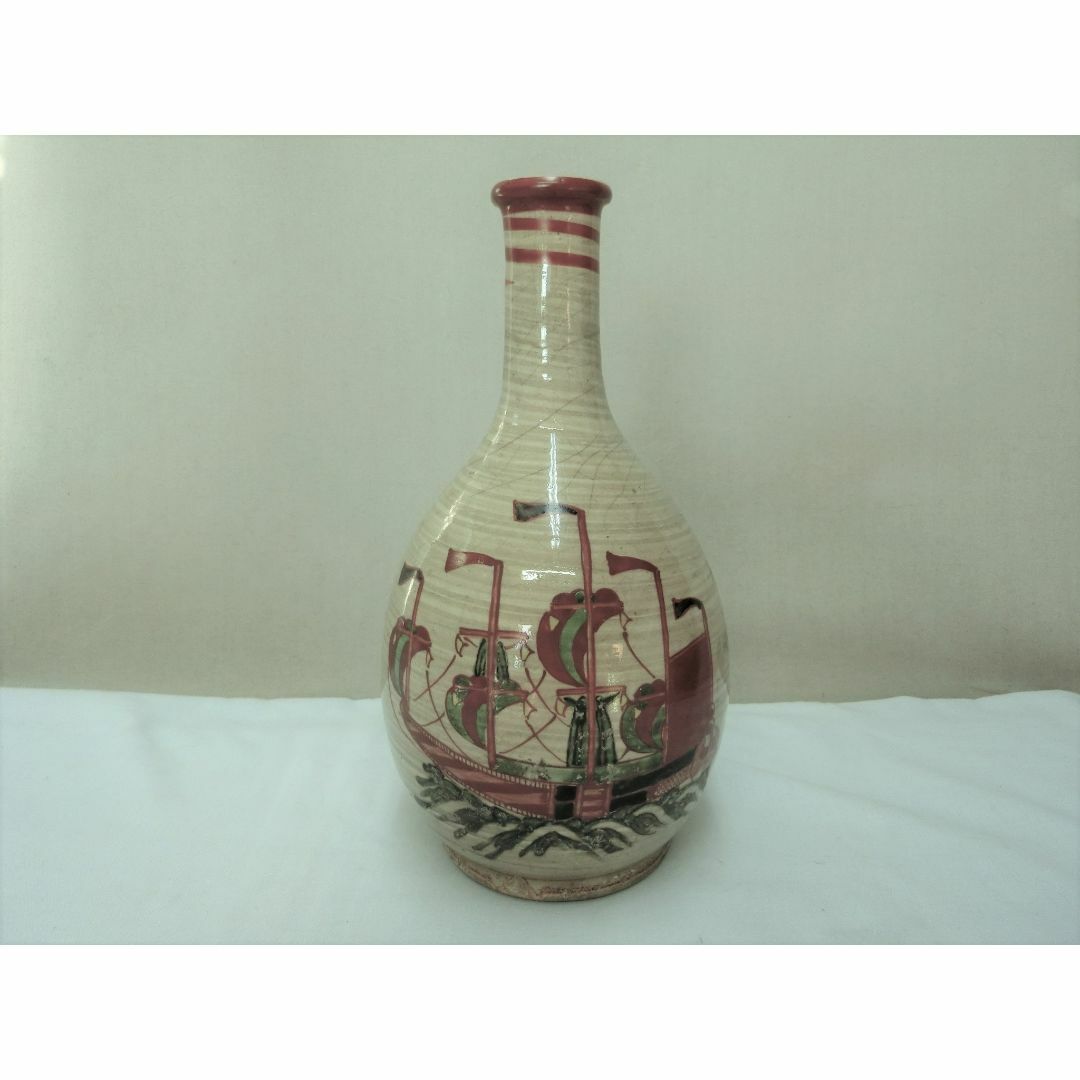 希少な図柄！【大人気商品　南蛮船　徳利　色絵 骨董】コレクション　鑑賞陶磁器
