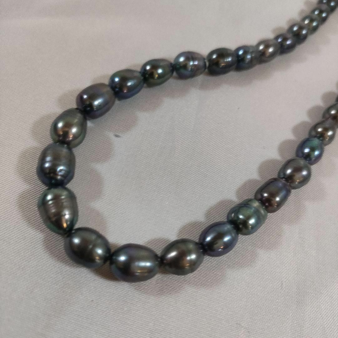価格は安く 超美品 ひ524 本真珠 SILVER ネックレス 黒 バロックパール アクセサリー