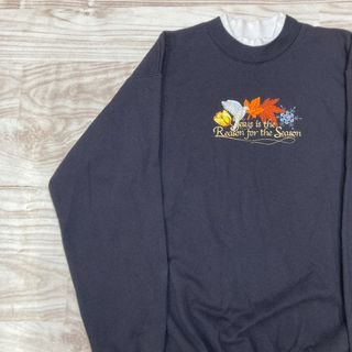 【PORT and COMPANY】レイヤードネック　刺繍　トレーナー　Mサイズ(トレーナー/スウェット)
