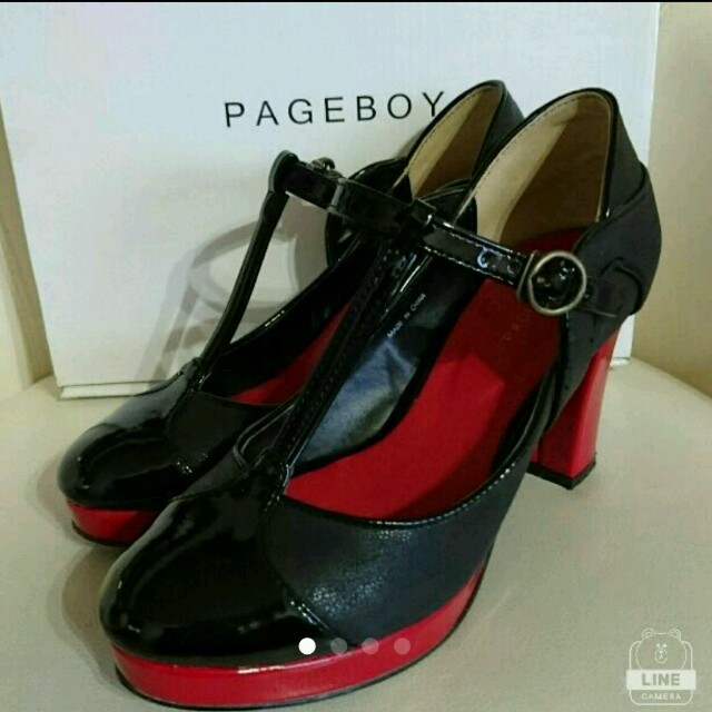 PAGEBOY(ページボーイ)のPAGEBOYチャンキーヒールTストラップパンプスsizeM レディースの靴/シューズ(ハイヒール/パンプス)の商品写真