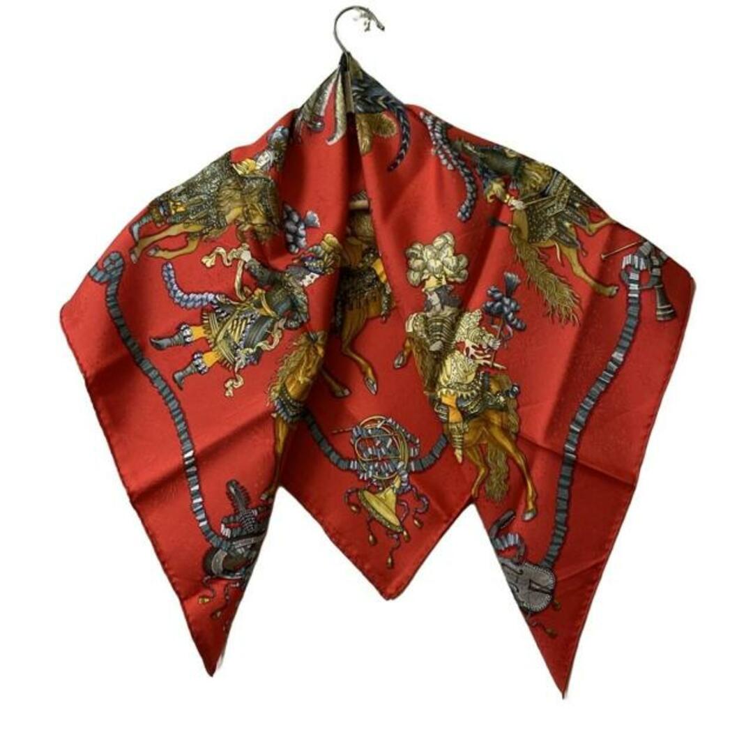 HERMES - HERMES(エルメス) スカーフ美品  カレ90 レッド×ダークグレー×マルチ LES FETES DU ROI SOLEIL（太陽王の祝典）