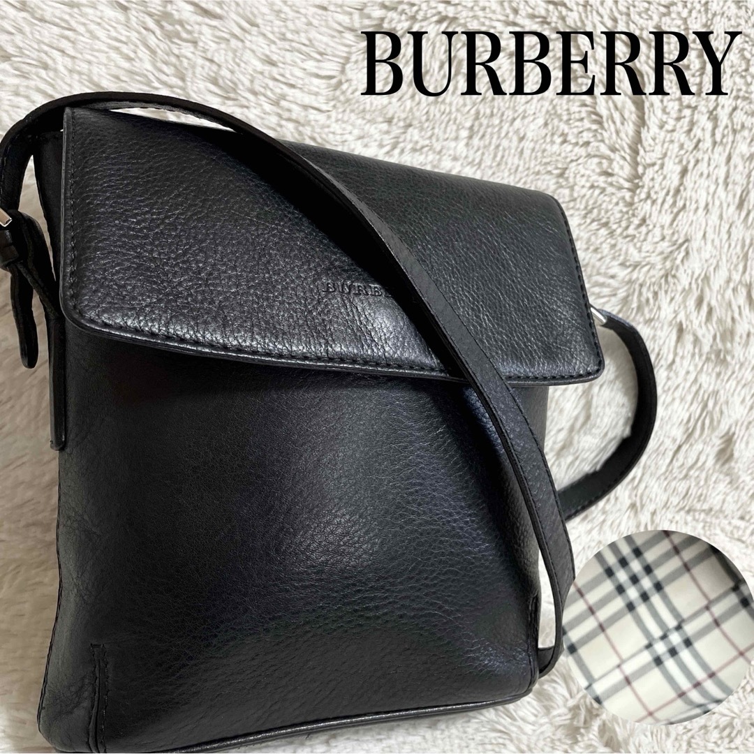 BURBERRY - 美品 BURBERRY オールレザー ノバチェック ショルダーバッグ ポシェット