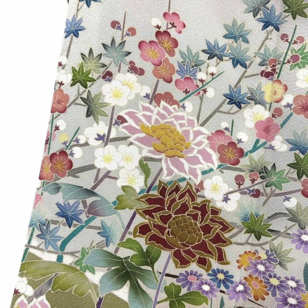 作家もの 京加賀友禅 色留袖 鷺 花模様 流水 松 三つ紋 着物