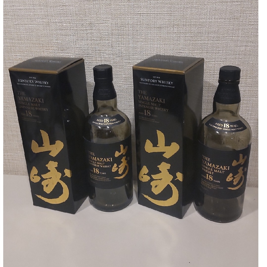 山崎 18年 シングルモルトウイスキー 空箱 空瓶セットです。