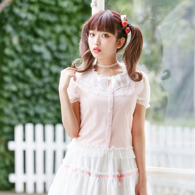 夢展望 - 美品✨ハートチュールフリルパフ半袖ブラウスの通販 by ... ハートチュールレーストップス