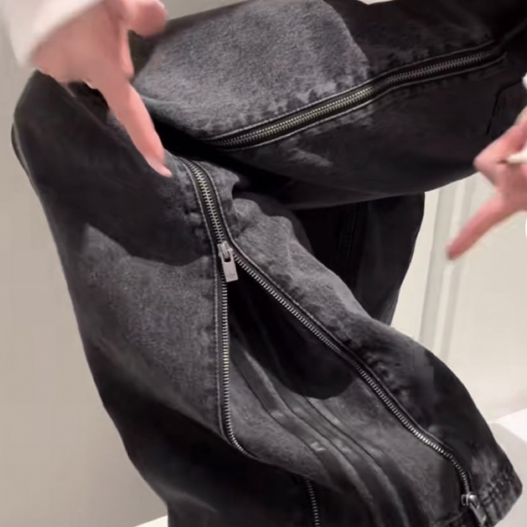 adidas - adidas DENIM ZIP PANT ジップ デニム 25 パンツ 黒の adidas - adidas DENIM ZIP PANT ジップ デニム 25 パンツ 黒の