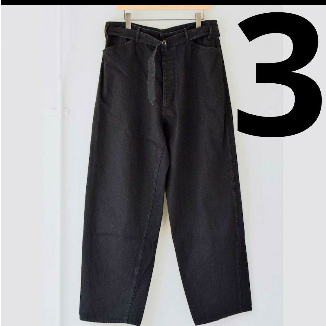 25SS COMOLI デニム ベルテッドパンツ BLACK 3 パンツ 25SS COMOLI デニム ベルテッドパンツ BLACK 3 パンツ