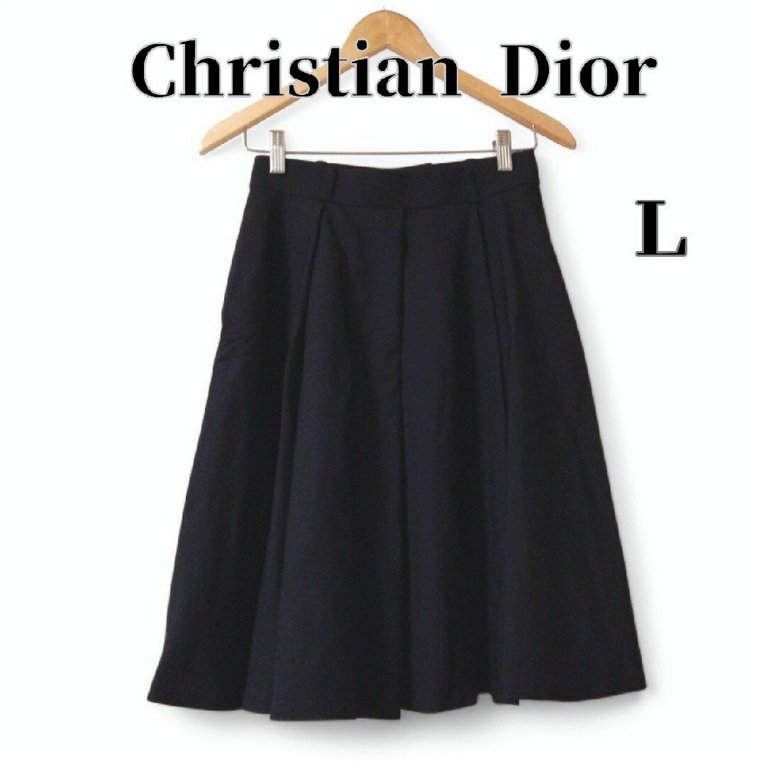 Christian Dior(クリスチャンディオール)の美品　クリスチャンディオール　プレタポルテ　フレアスカート　Lサイズ　ブラック レディースのスカート(ひざ丈スカート)の商品写真