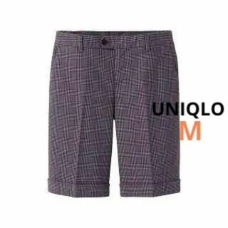 ユニクロ(UNIQLO)の【1578】UNIQLO ダブルカフ ハーフパンツ 64 チェック柄 グレー(ショートパンツ)
