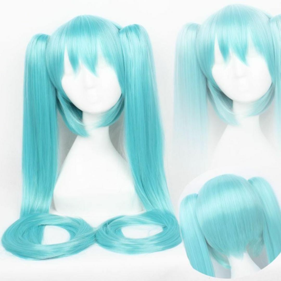 初音ミク ウィッグ コスプレ ブルー 水色 ツインテール ロング 即日発送 エンタメ/ホビーのコスプレ(ウィッグ)の商品写真