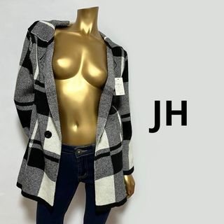 【2113】JH チェック柄 アウター コート F ブラック(その他)