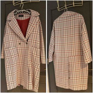 チェック　コクーンコート　ロングコート　チェスターコート(ロングコート)