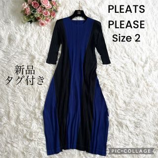 PLEATS PLEASE ISSEY MIYAKE(ワンピース ・ ブルー・ネイビー PLEATS PLEASE ISSEY MIYAKE(ワンピース ・ ブルー・ネイビー