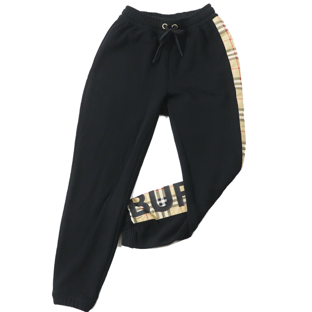 BURBERRY - 極美品◎BURBERRY バーバリー 802451 ヴィンテージチェック ロゴプリント スウェット パンツ ブラック ベージュ系 XXS 正規品 レディース