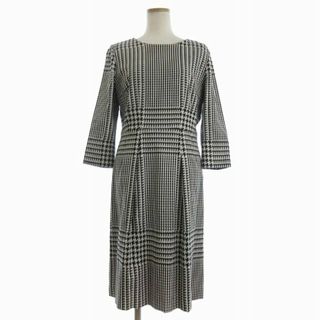leilian - レリアン ワンピース 七分袖 ロング 千鳥格子 白 黒 leilian - レリアン ワンピース 七分袖 ロング 千鳥格子 白 黒