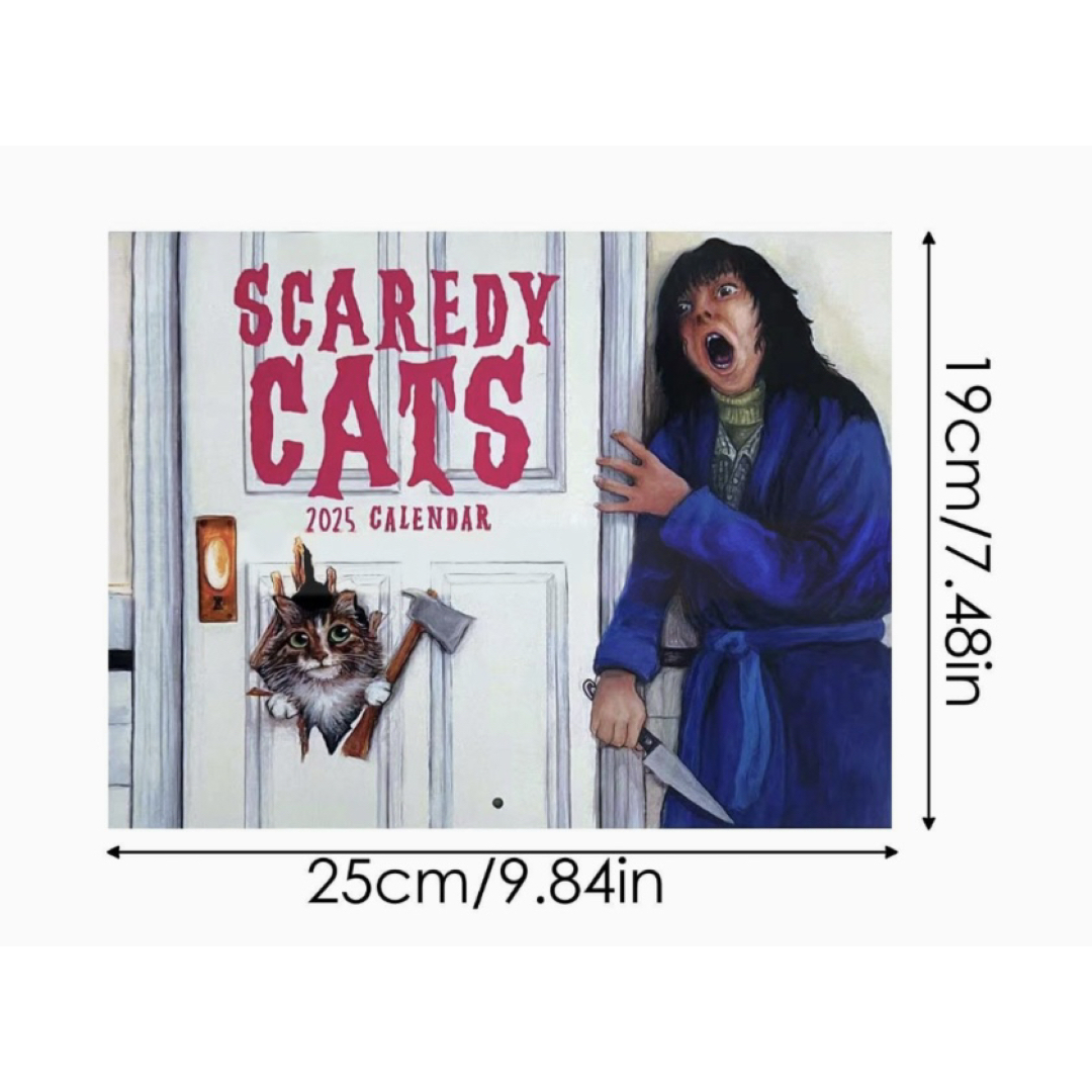 【新品】怖い猫　カレンダー　SCAREDY CATS 2025 CALENDAR エンタメ/ホビーの雑誌(生活/健康)の商品写真
