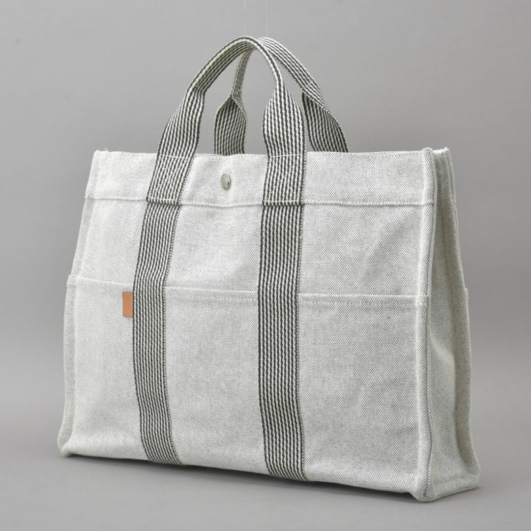HERMES - 美品◇エルメス ニューフールトゥMM トートバッグ グレー キャンバス A4 鞄
