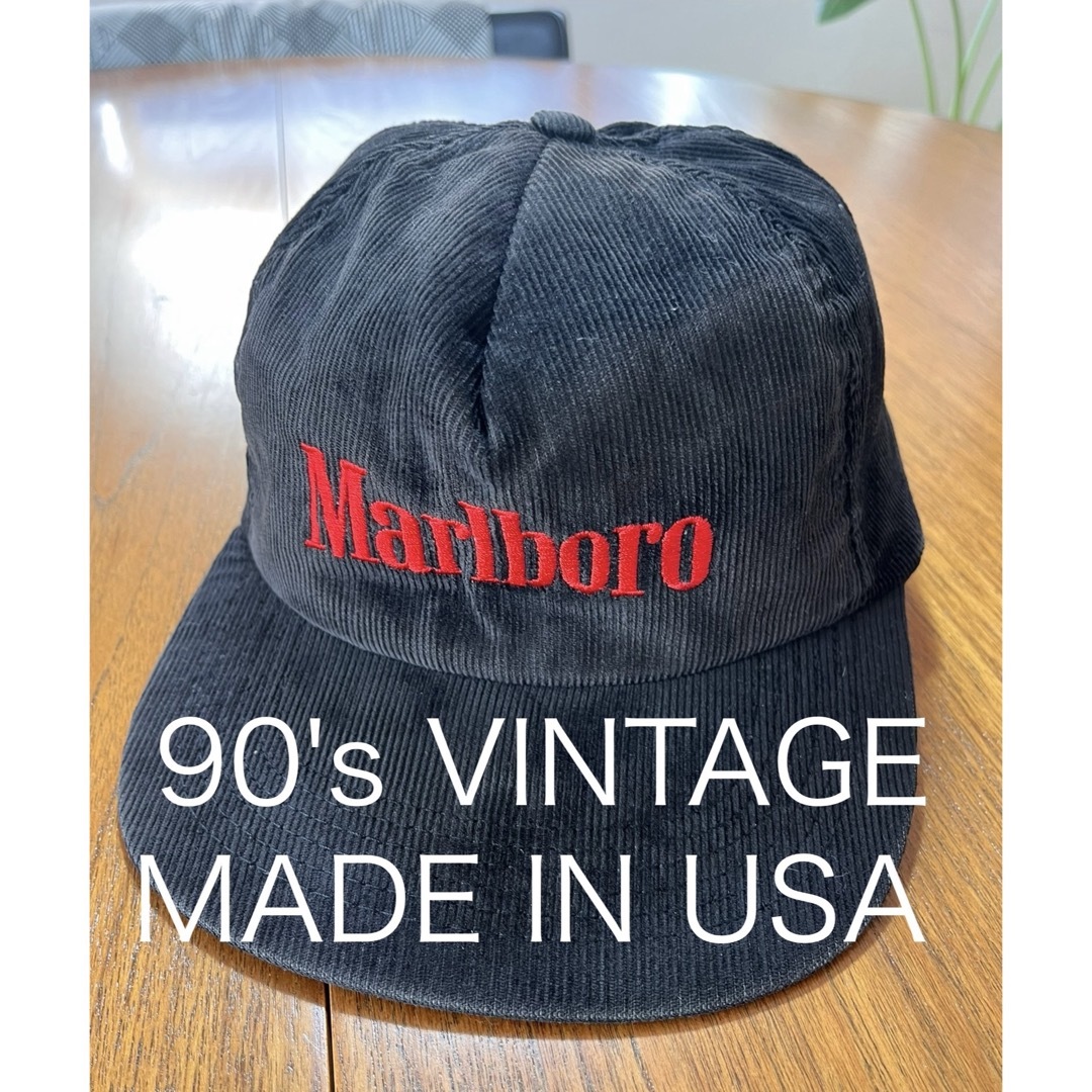 90´s VINTAGE Marlboro コーデュロイキャップ ブラック 90´s VINTAGE Marlboro コーデュロイキャップ ブラック