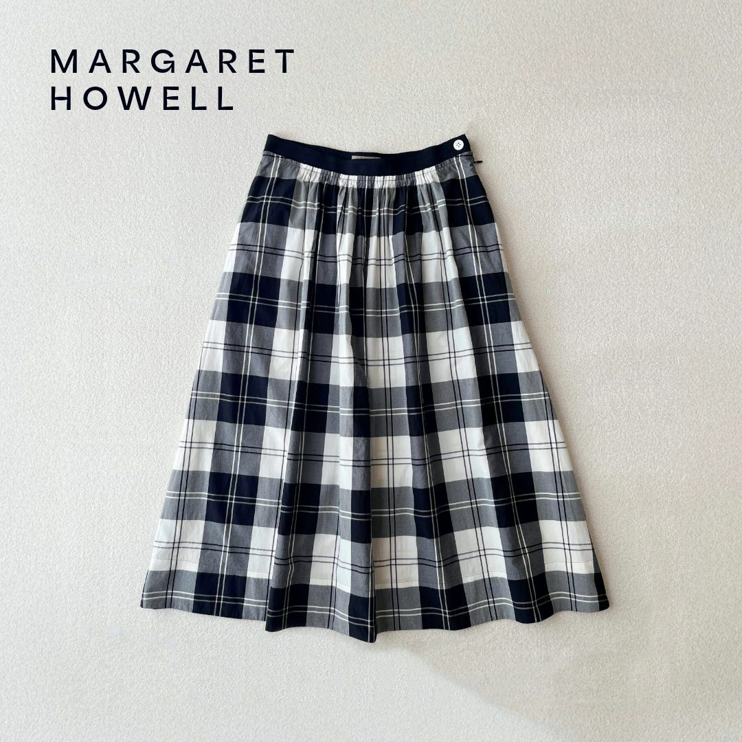 MARGARET HOWELL チェック柄スカート 2020春夏 マーガレットハウエル チェック柄 シルク スカート