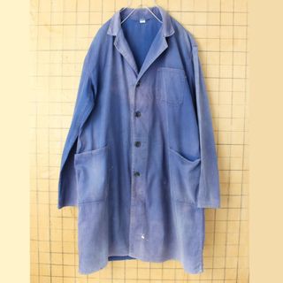 70s 80s フランス フェード ワークコート L ネイビー 色落ち 70s 80s フランス フェード ワークコート L ネイビー 色落ち