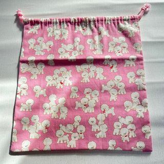 【新品】❤️入園入学❤️プードル柄　犬柄　体操服入れ　33×30センチ(体操着入れ)