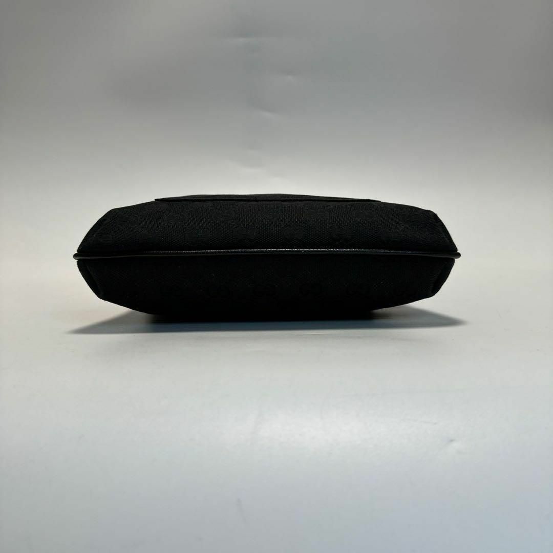 j18【極美品】保存袋付き グッチ GGキャンバス レザー ブラック j18【極美品】保存袋付き グッチ GGキャンバス レザー ブラック
