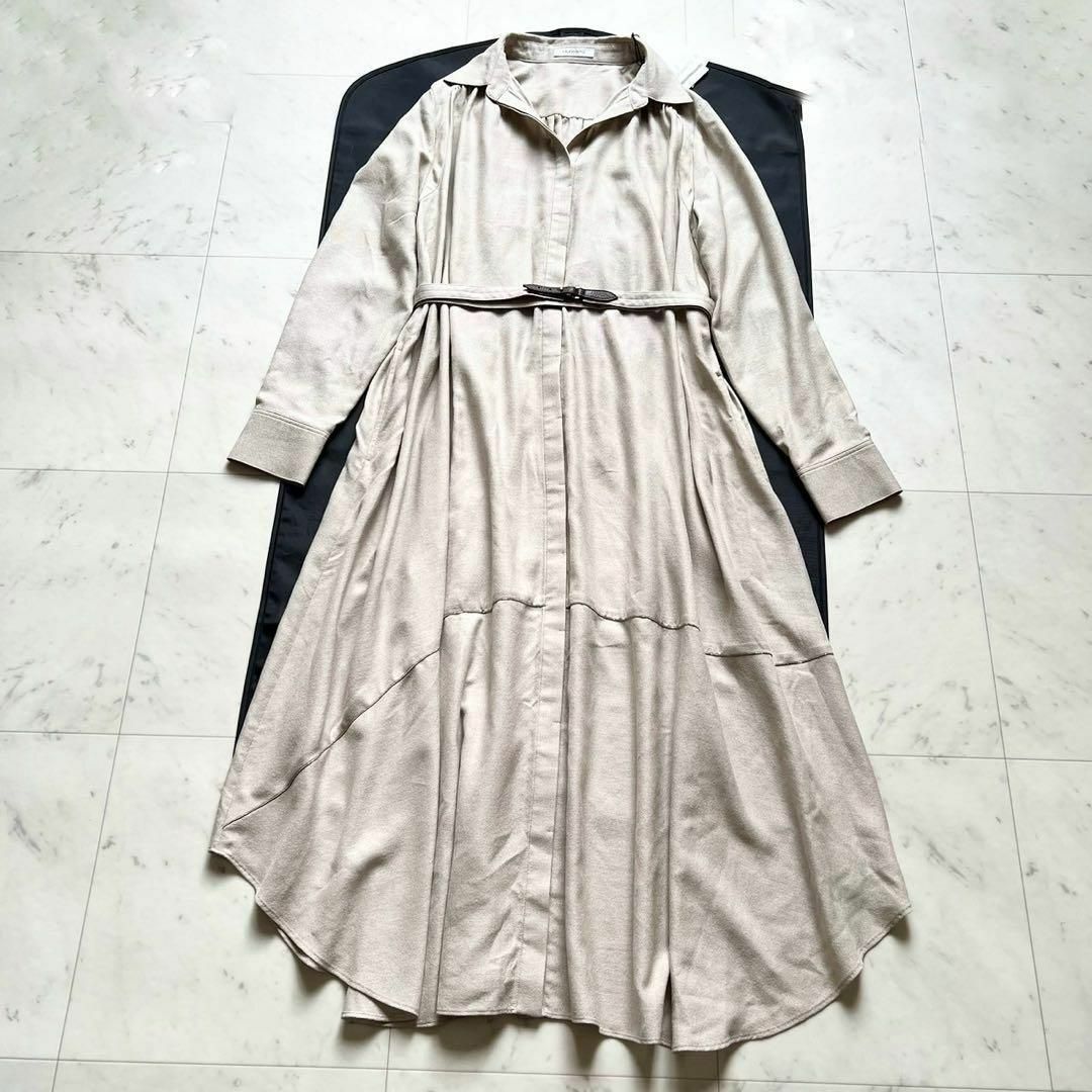 MORABITO premier ボールチェーン装飾 フレアシャツワンピース MORABITO premier ボールチェーン装飾 フレアシャツワンピース