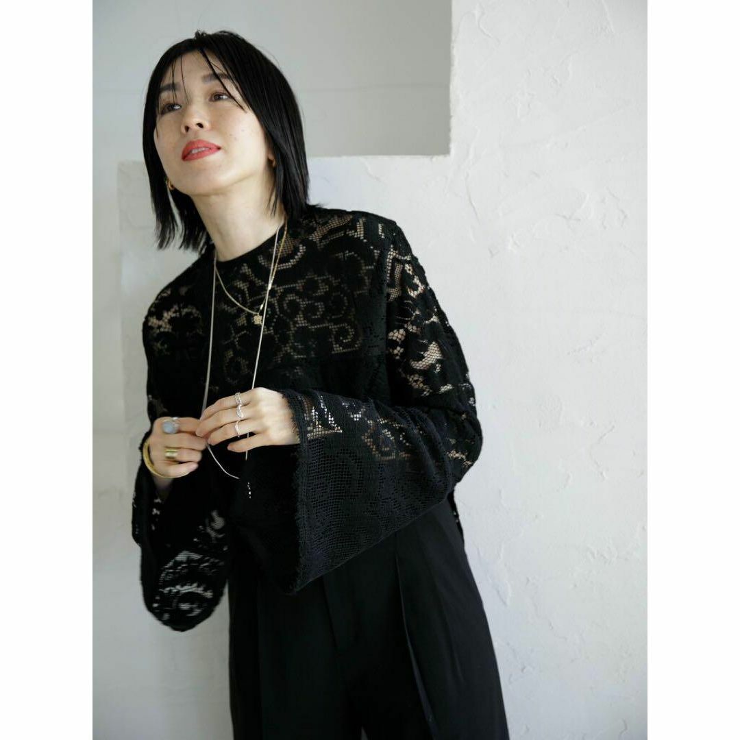 MARION Vintage CROCHET LACE TOP ブラック MARION Vintage CROCHET LACE TOP ブラック