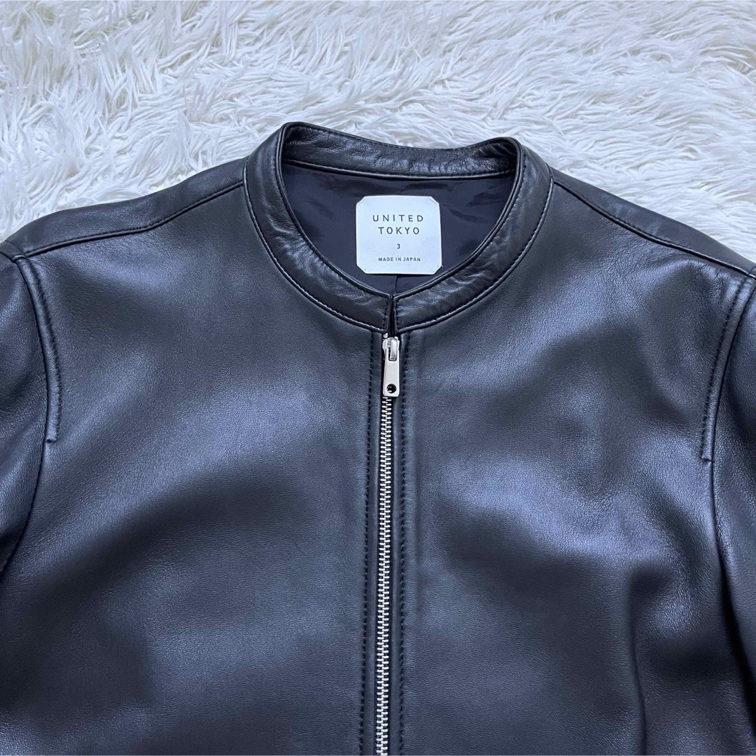良品】UNITED TOKYO レザージャケット シングル 羊革 Lサイズ 黒