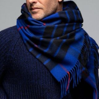 Johnstons - ジョンストンズ カシミヤ大判ストール黒×白チェック Johnstons - ジョンストンズ カシミヤ大判ストール黒×白チェック