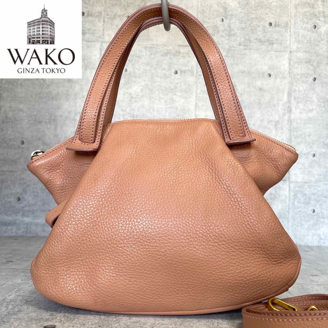【良品】WAKO×MAURO GOVERNA ピンクベージュ 2WAYバッグ