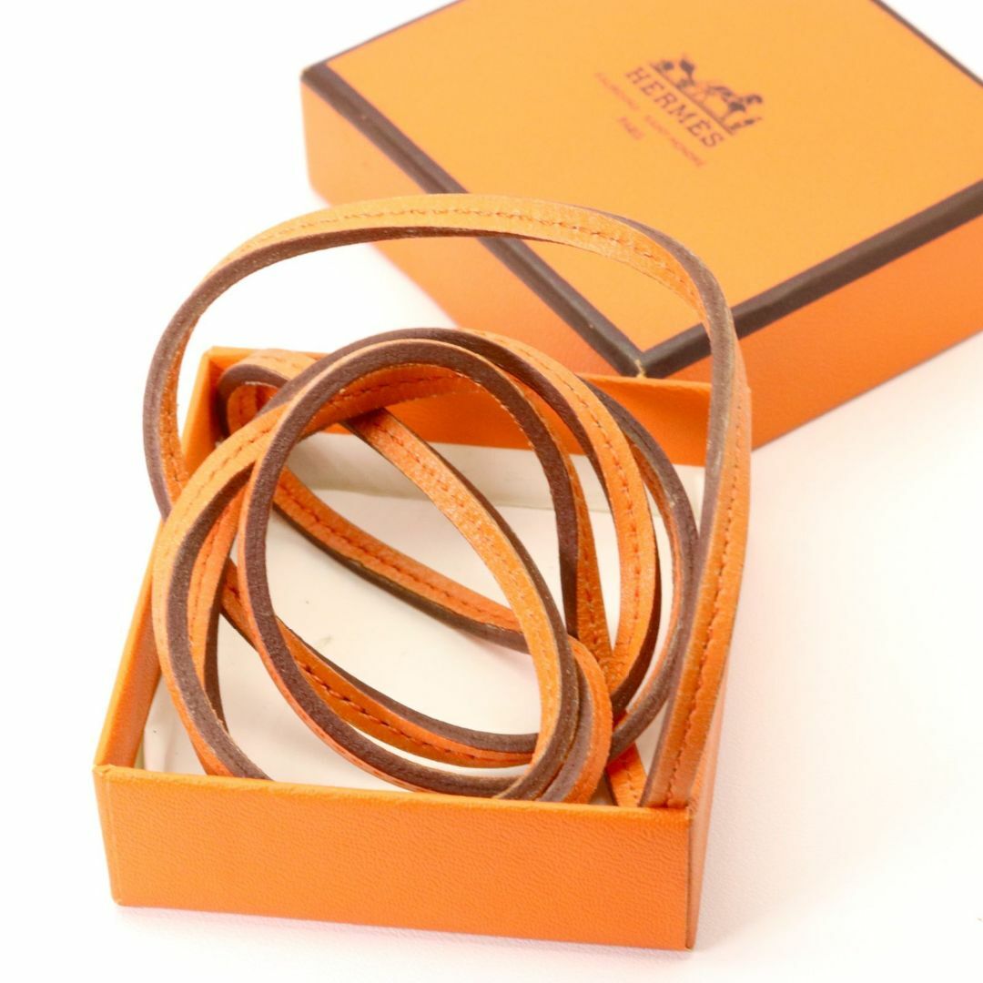 HERMES - エルメス ラニエール オレンジ レザー 紐 ネックレス HERMES - エルメス ラニエール オレンジ レザー 紐 ネックレス