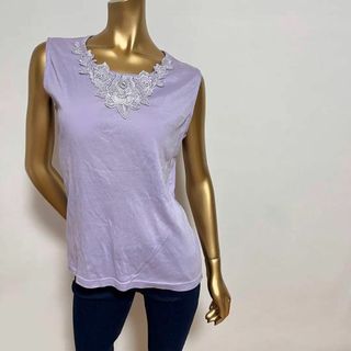 【2794】ノースリーブ TシャツL 刺繍 シルエット加工