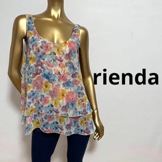【2797】rienda 花柄 ノースリーブ シャツ M