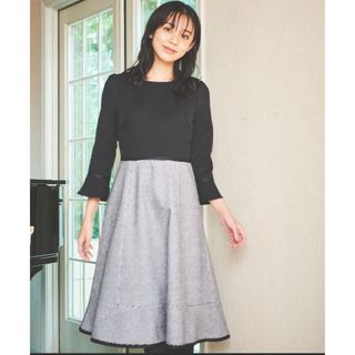 LAISSE PASSE - レッセパッセ 千鳥格子 ドッキングワンピース 黒 LAISSE PASSE - レッセパッセ 千鳥格子 ドッキングワンピース 黒