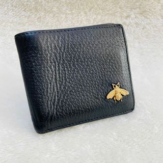 グッチ(GUCCI)のGUCCI 二つ折り 財布 アニマリエ レザー ブラック 522915(折り財布)