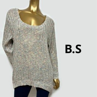 【3490】B.S カラフル グレー ニット M