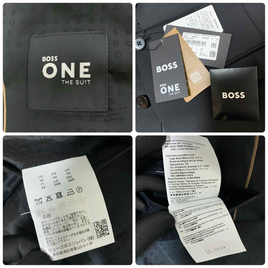 BOSS ONE THE SU1T スーツ 裏地総ロゴ 現行 ブラック 44 BOSS ONE THE SU1T スーツ 裏地総ロゴ 現行 ブラック 44