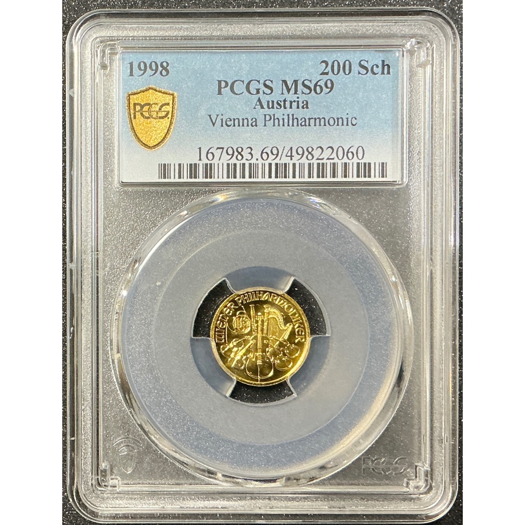 【最高鑑定MS69】ウィーンフィルハーモニー金貨 純金 1/10オンス PCGS