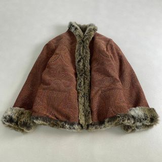 ETRO - エトロ 毛皮コート 希少 チェック 総柄 くるみボタン 紫