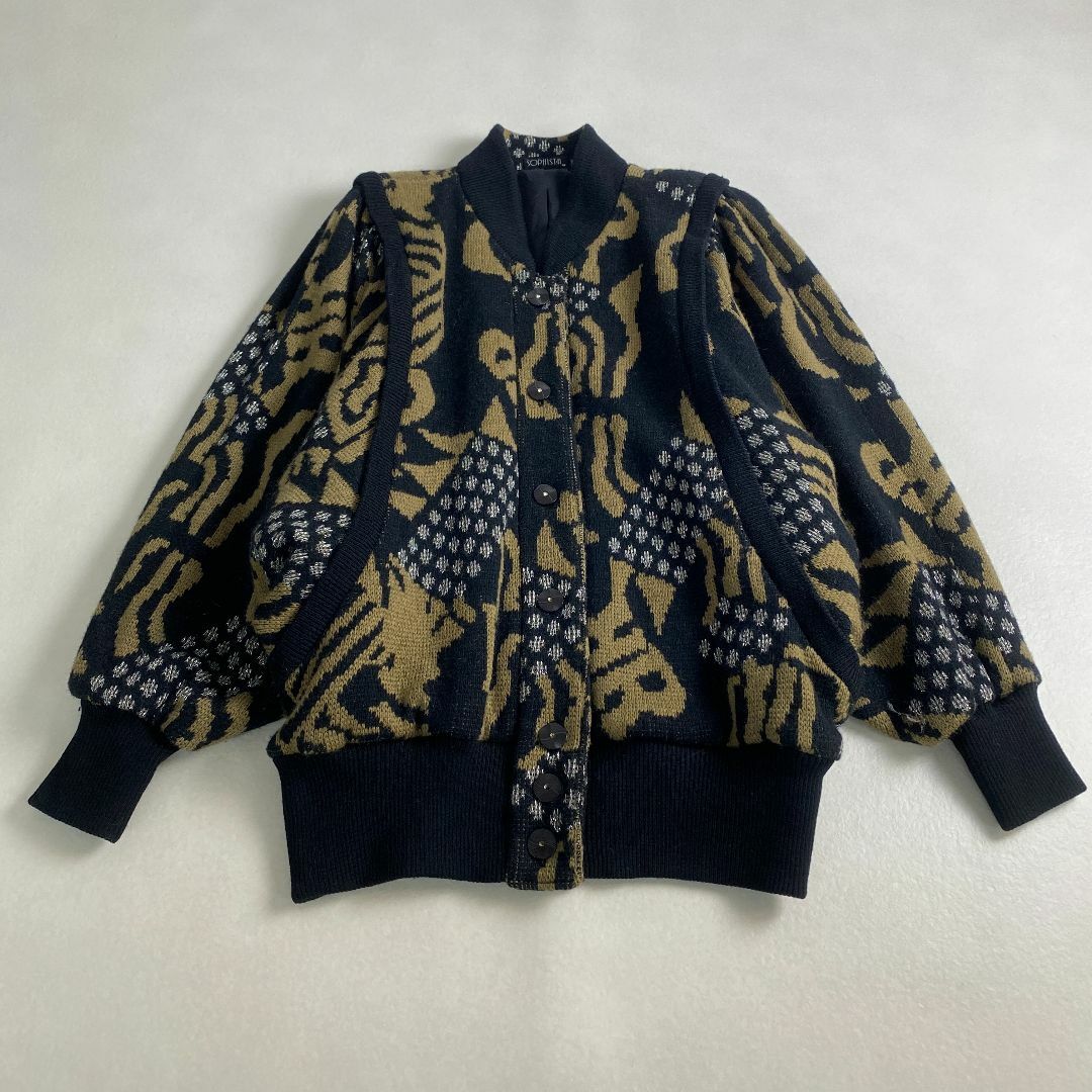 VINTAGE - ヴィンテージ　カーディガン　ドルマンスリーブ　ジャケット　柄　アンゴラ　ウール