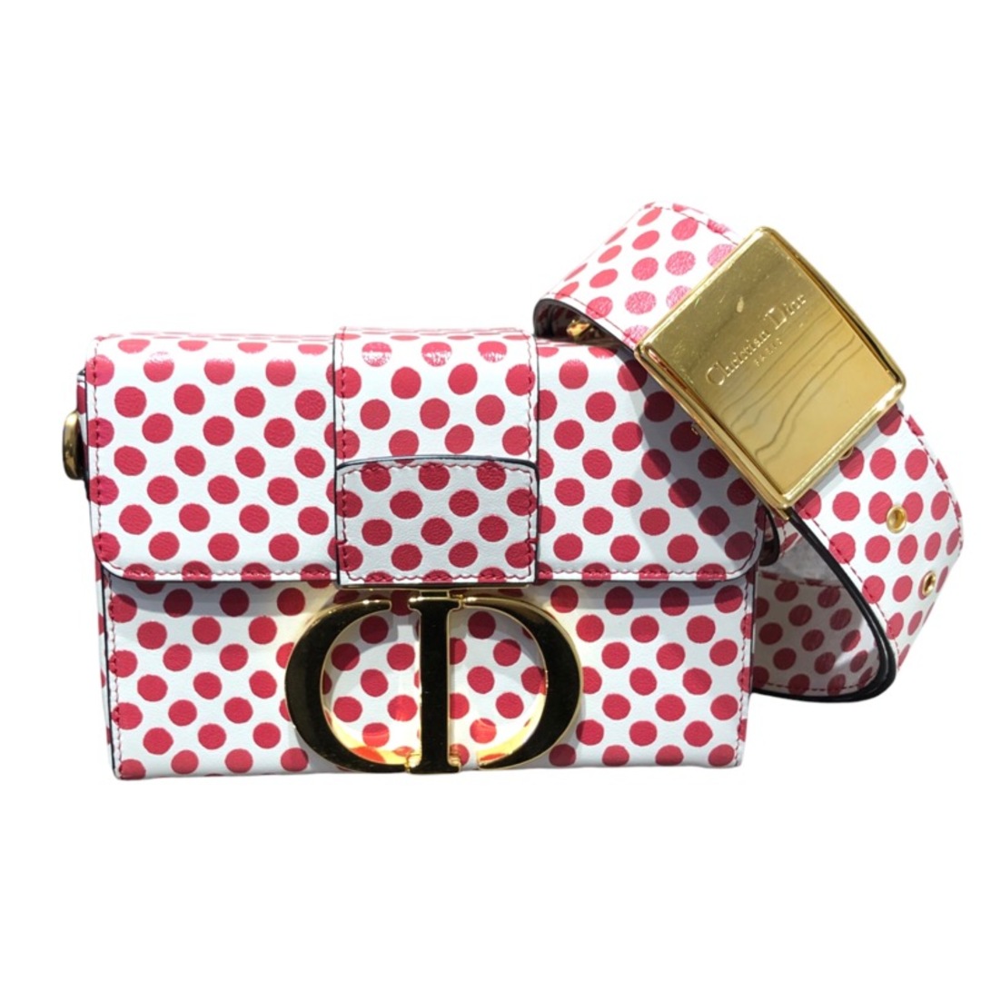 Christian Dior - 　クリスチャン・ディオール Christian Dior 30モンテーニュ ボックスバッグ M9204URUR クリーム・レッド　GD金具 カーフ レディース ショルダーバッグ